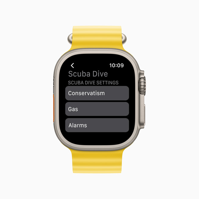 Oceanic+의 다이빙 계획 기능을 보여주는 Apple Watch Ultra.
