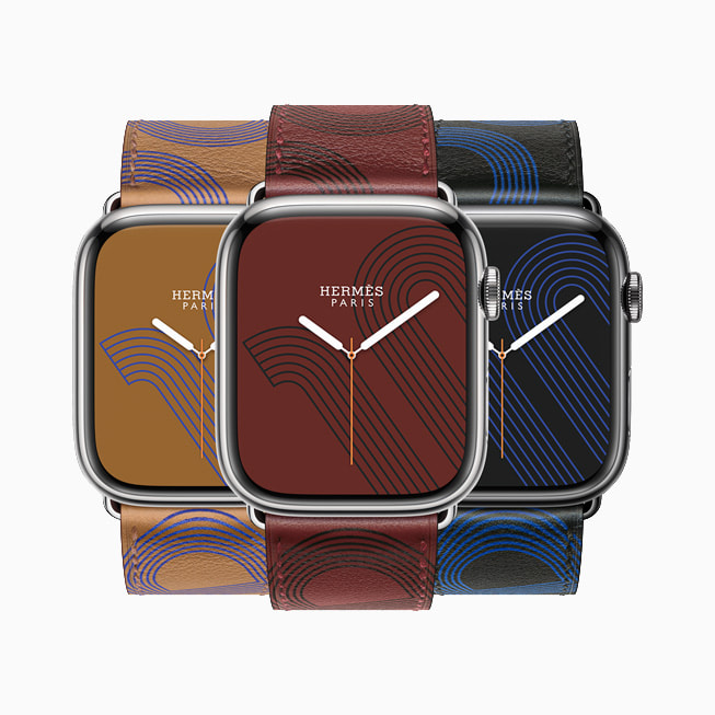 Apple Watch Series 7 is shown in the Hermès Circuit H style.