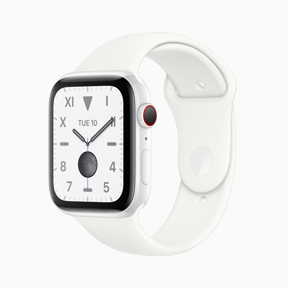 The white ceramic Apple Watch Series 5.