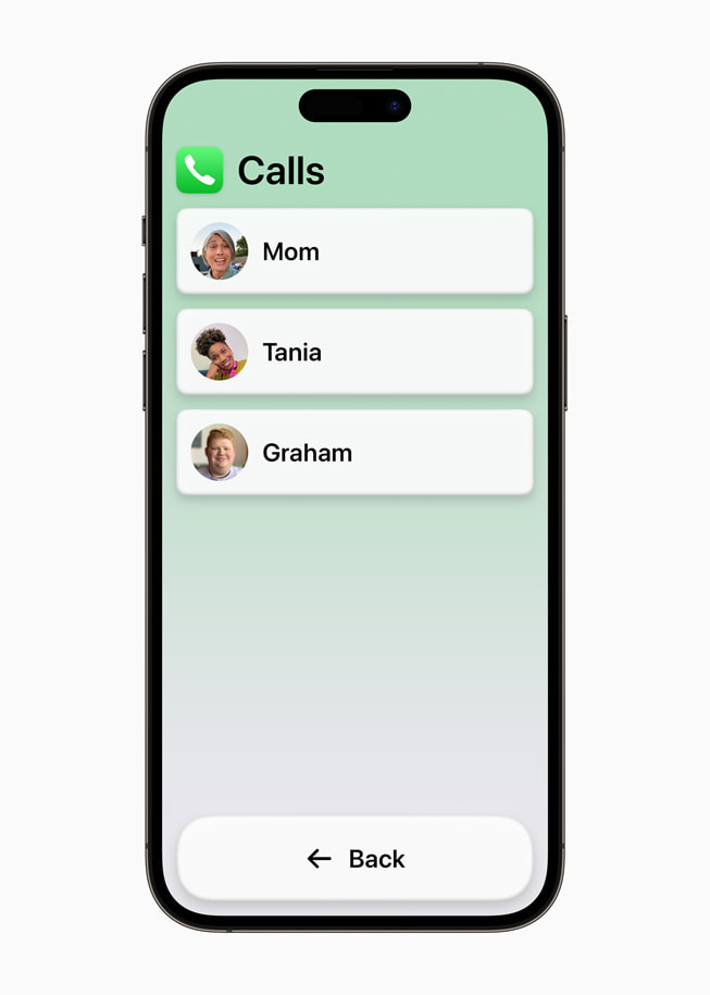 La nouvelle app Appels pour les appels FaceTime ou vocaux sur un  iPhone 14 Pro Max.