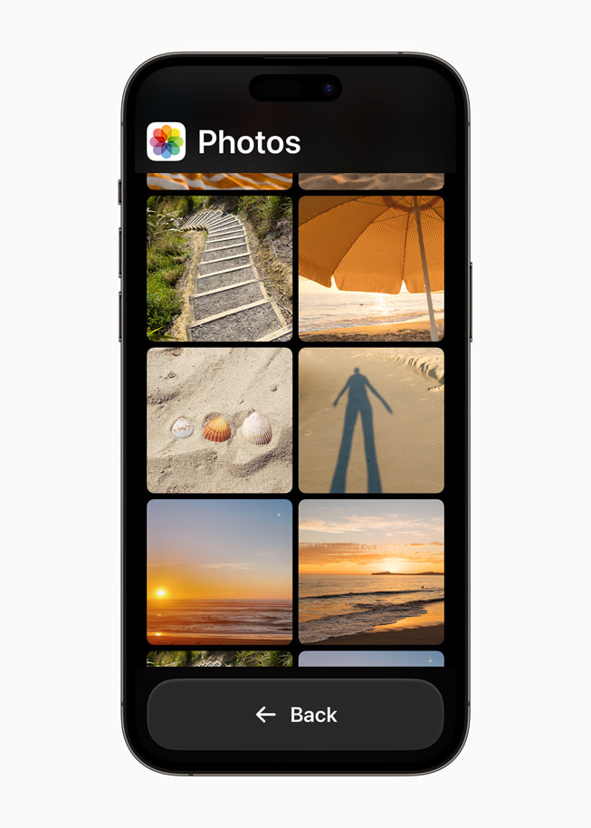 L’app Photos simplifiée sur un iPhone 14 Pro Max.