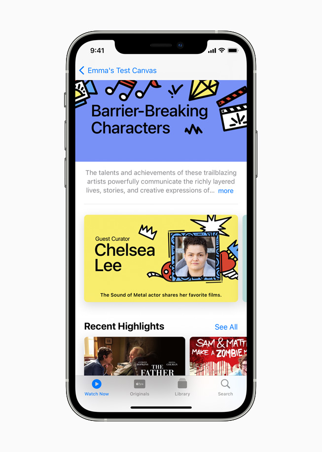 Apple TV featured collection displayed on iPhone 12 Pro.
