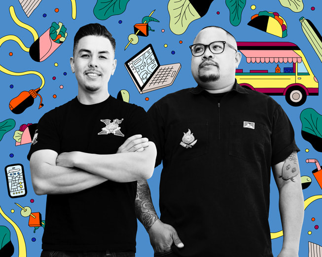 Portraits of Señor Sisig CEO Evan Kidera (left) and vice president Gil Payumo.