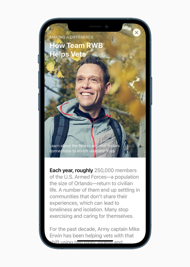 Team RWB feature story on the App Store, displayed on iPhone 12 Pro.
