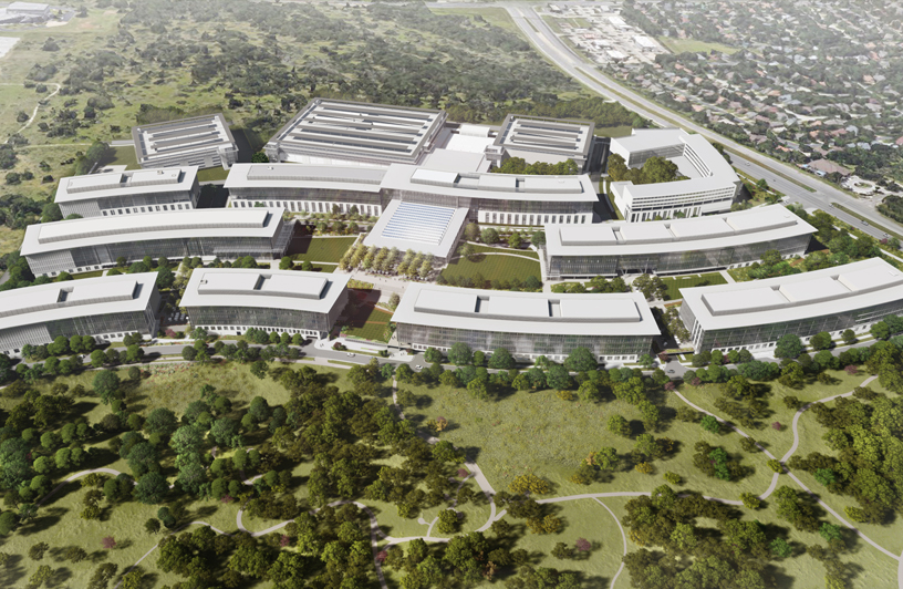 A rendering of the new apple campus in Austin.
