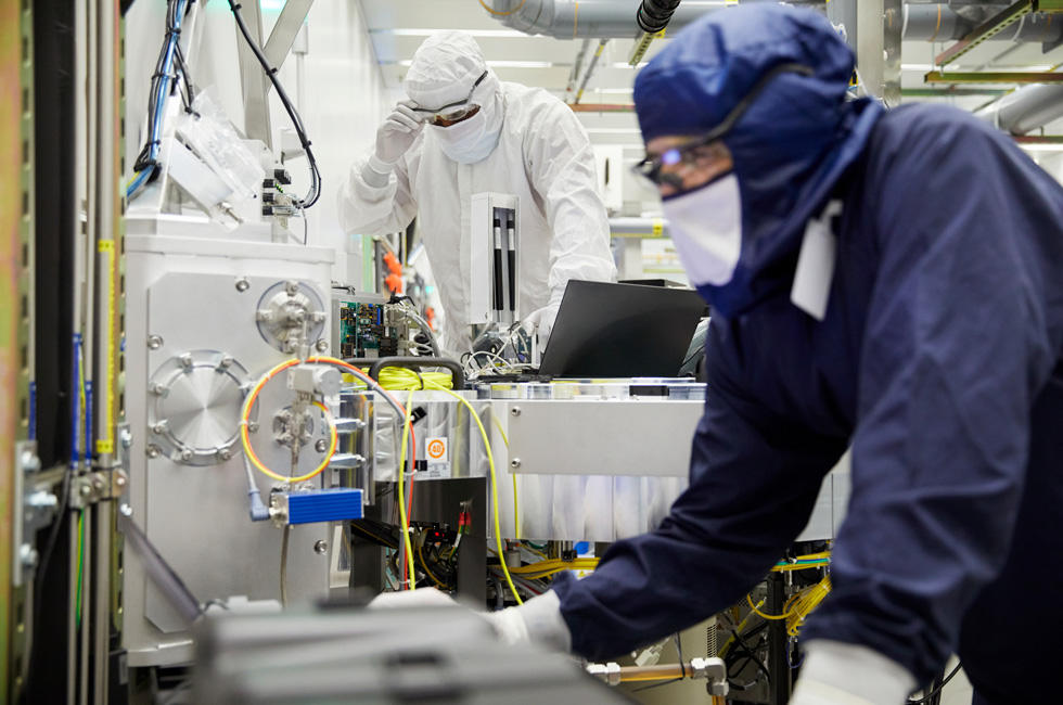 Workers at an Apple supplier site.