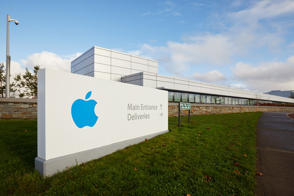 A present-day roadside view of Apple's Cork campus in Ireland.