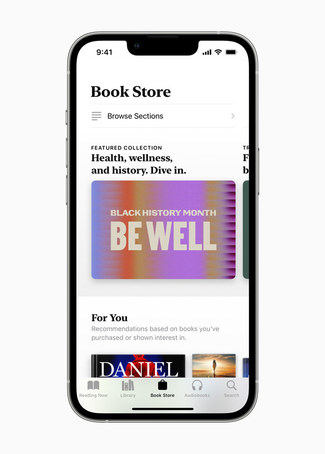 La Librairie d’Apple Books affichée sur l’iPhone 13 Pro.