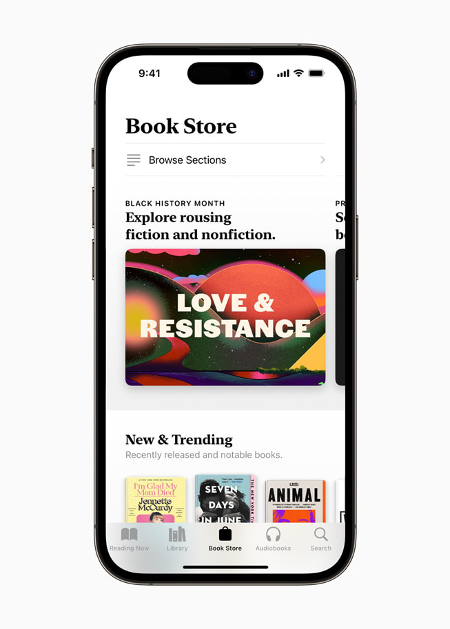 Apple Books mit einer Auswahl von Titeln, die für den Black History Month zusammengestellt worden sind.
