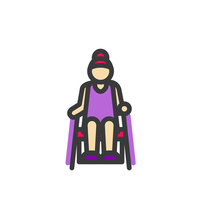 Animerad gif som visar en person i rullstol.