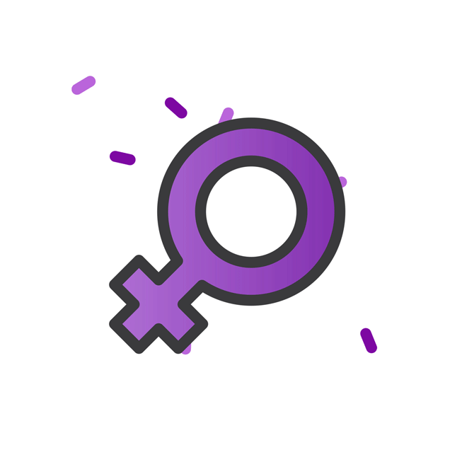 Animated GIF of female gender symbol.