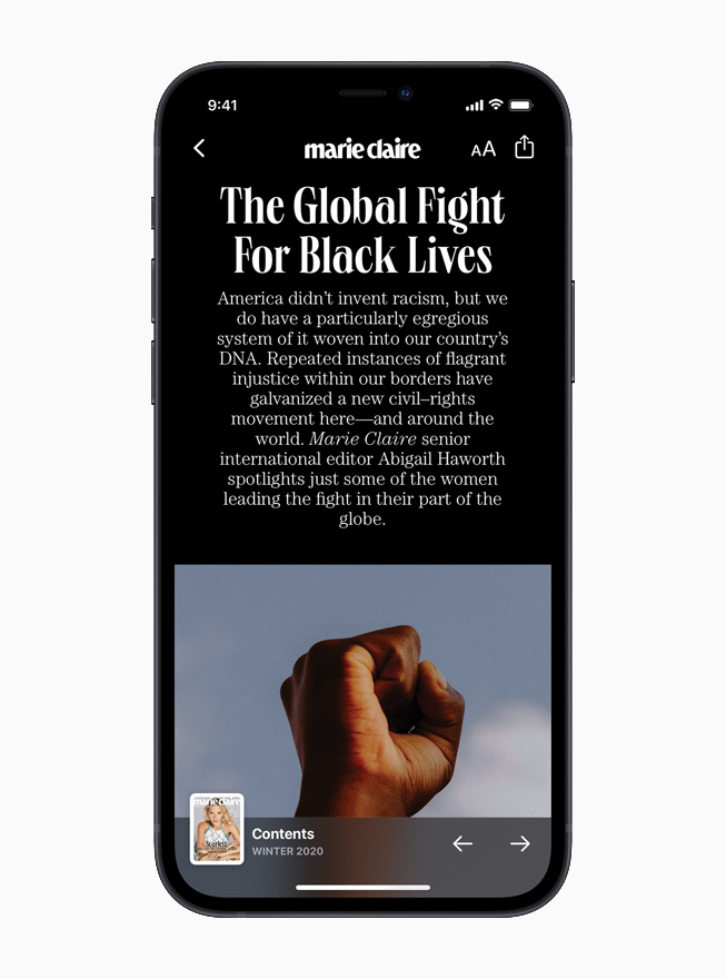 Marie Claire on Apple News is displayed on iPhone 12.