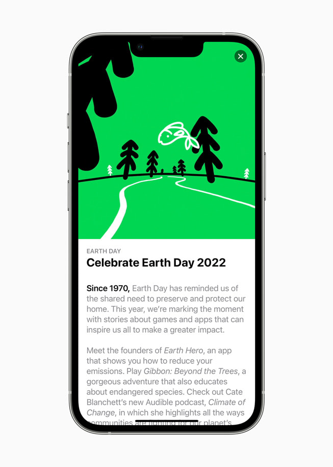Die Sammlung „Celebrate Earth Day 2022“ im App Store.

