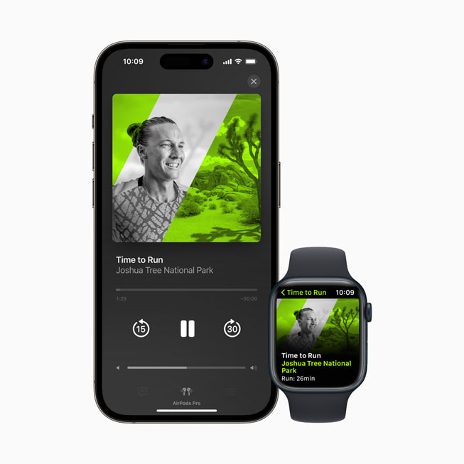 The Joshua Tree National Park edition of Time to Run is shown on iPhone 14 Pro and Apple Watch Series 8.