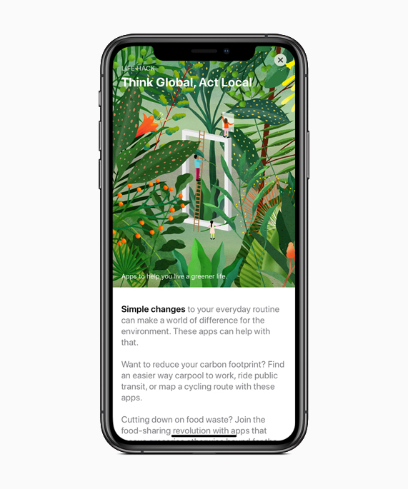 iPhone mostrando la colección del Día de la Tierra en el App Store.
