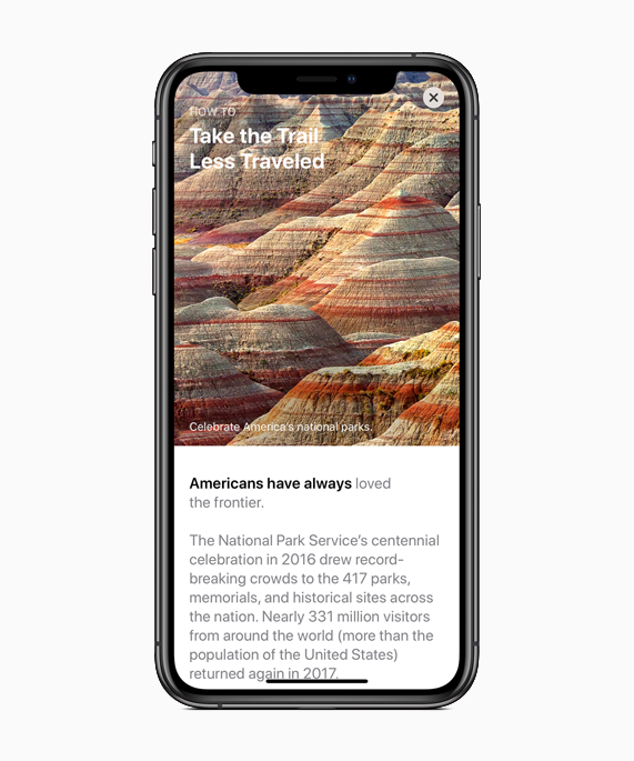 iPhone showing National Parks content.