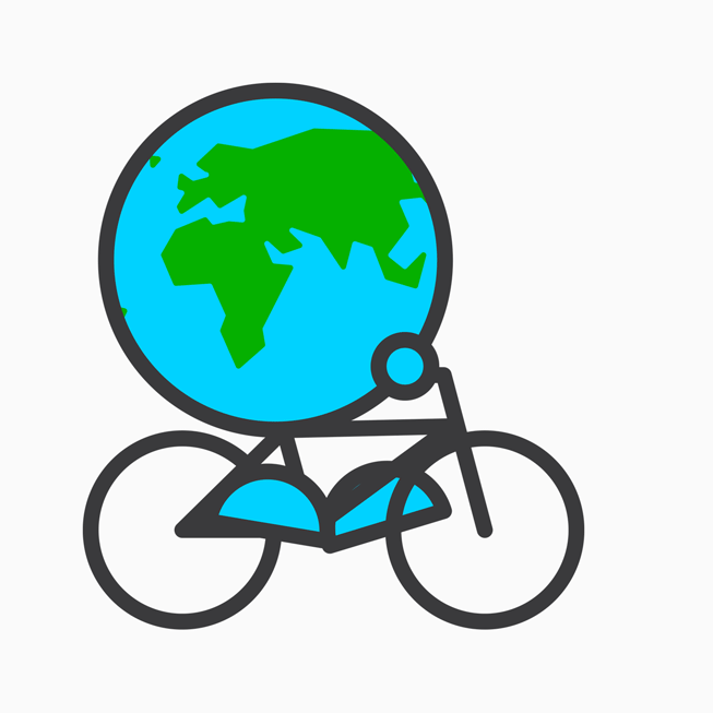Dünya Günü bisiklet çıkartmasının animasyonlu GIF resmi.