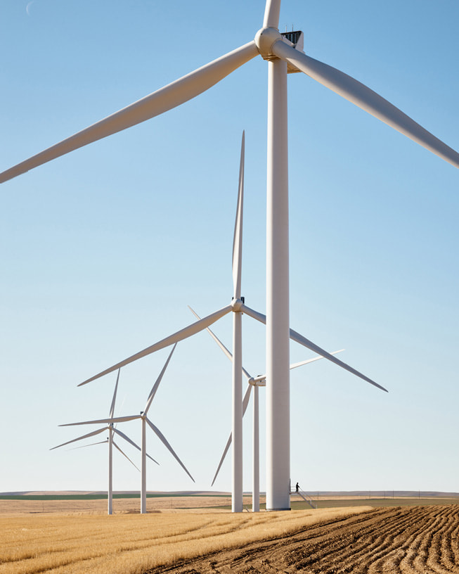 Wind turbines at the Montague Wind Power Facility in Oregon.