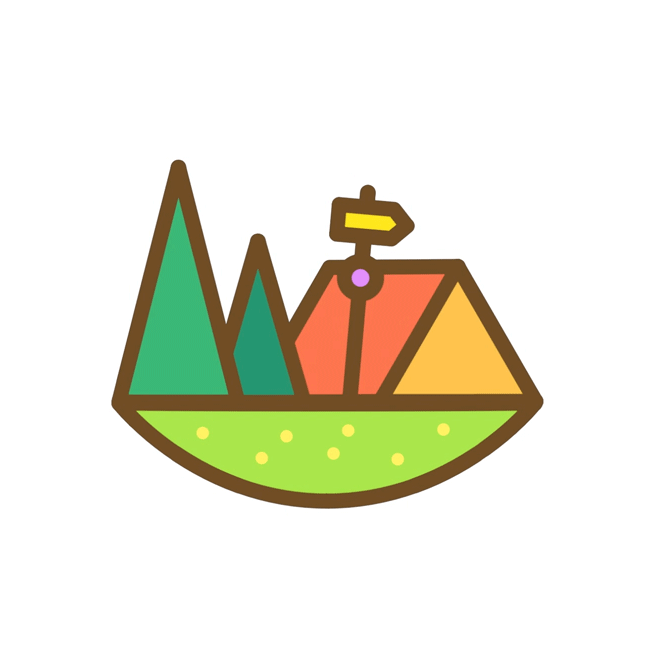 An Activity Challenge animated sticker of a campground.