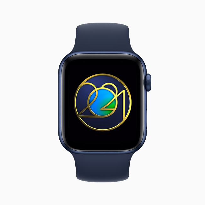 Il premio per la Giornata della Terra mostrato su un Apple Watch Series 6 