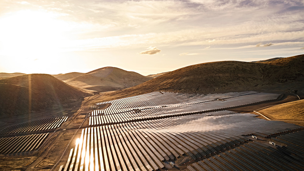 Panneaux solaires du projet d’énergie solaire d’Apple à Reno, au Nevada.