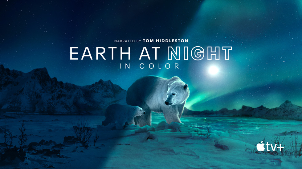 Title card for the Apple Original series “Earth At Night In Colour.”