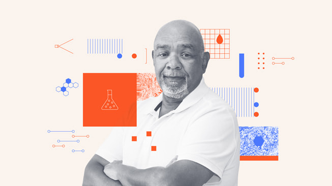 An illustrated portrait of George Hill, founder and CEO of Diversified Chemical Technologies, Inc.