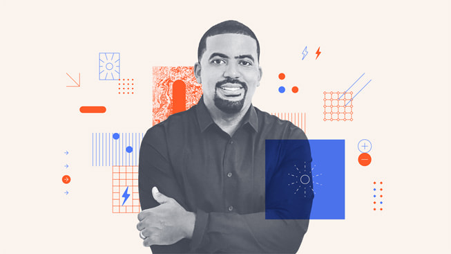 An illustrated portrait of Gilbert Campbell III, co-founder and CEO of Volt Energy.