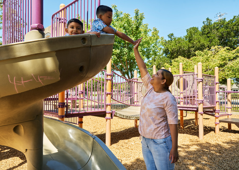 Alma Rodriguez plays with her sons at a park in San Jose, California.