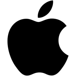 Apple’s traditional logo is shown.