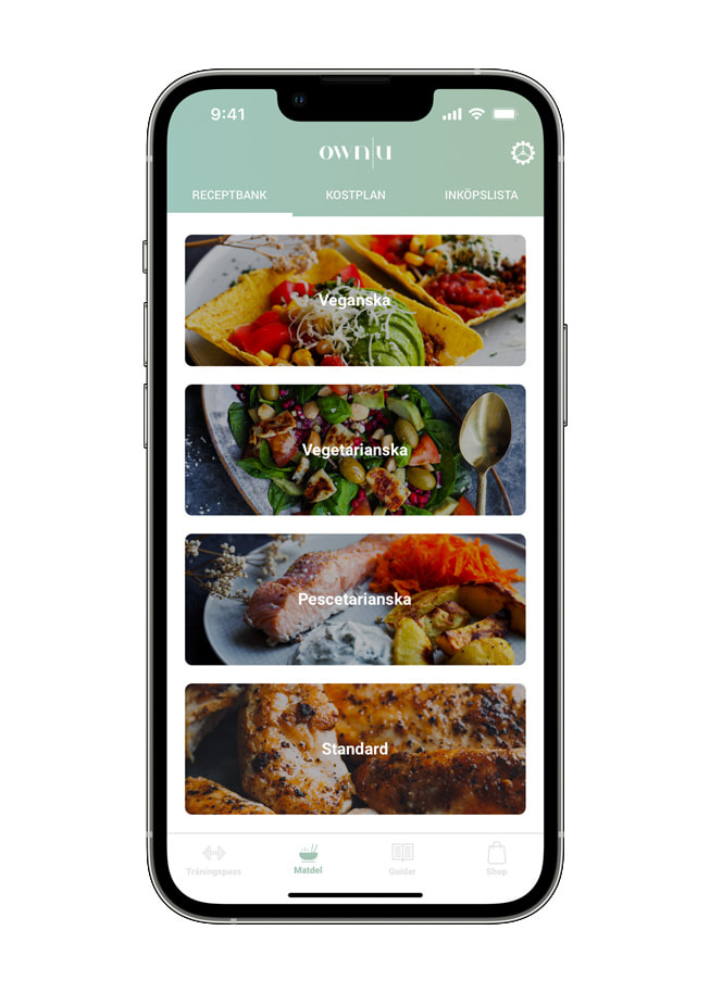 OWNUs appens näringsinnehåll visas på iPhone