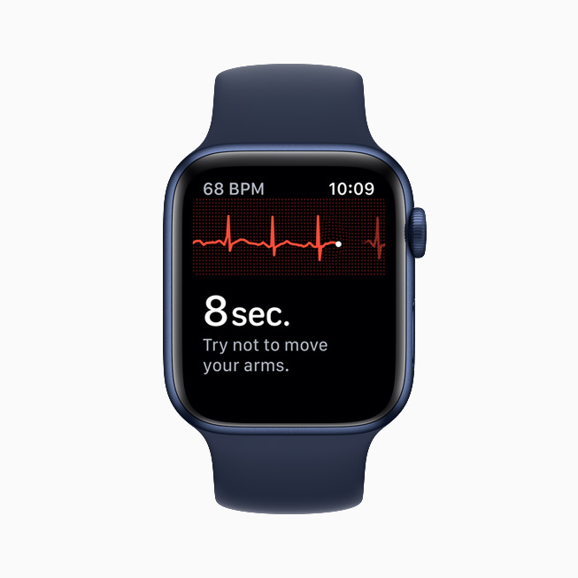 The ECG app interface on Apple Watch Series 6.
