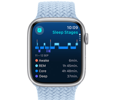 A front view of a watch showing Sleep Stages.