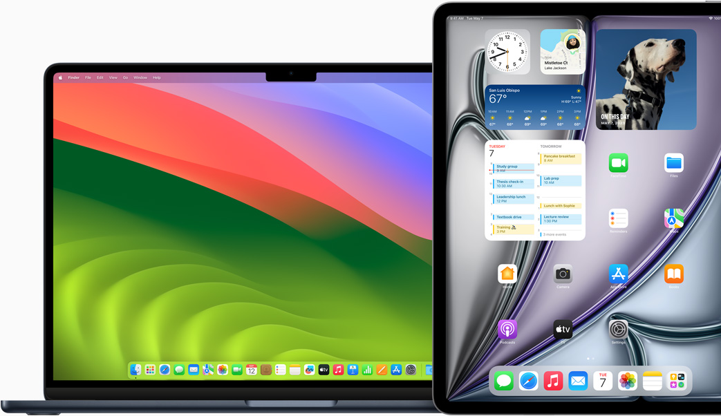 MacBook Air and iPad screen displays