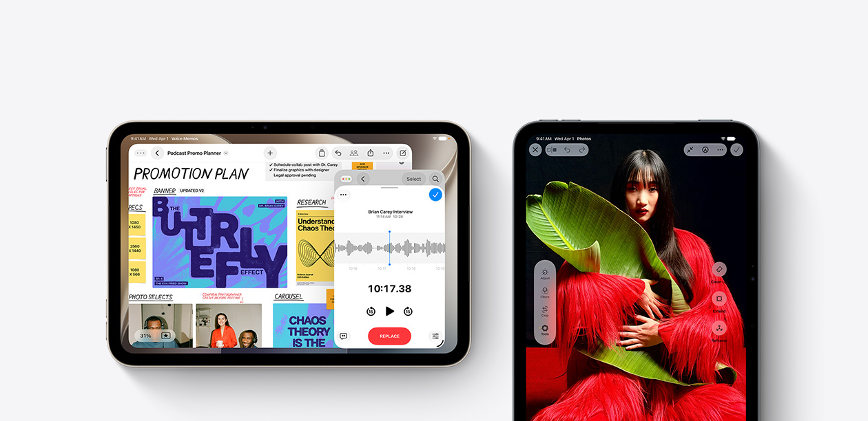 Front view of iPad mini devices showing various apps.