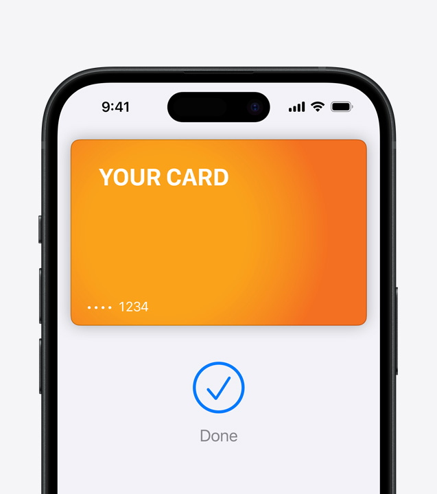 Zbliżenie pokazujące, jak za pomocą Face ID można bezpiecznie uwierzytelnić płatność dokonywaną za pomocą iPhone’a i Apple Pay.