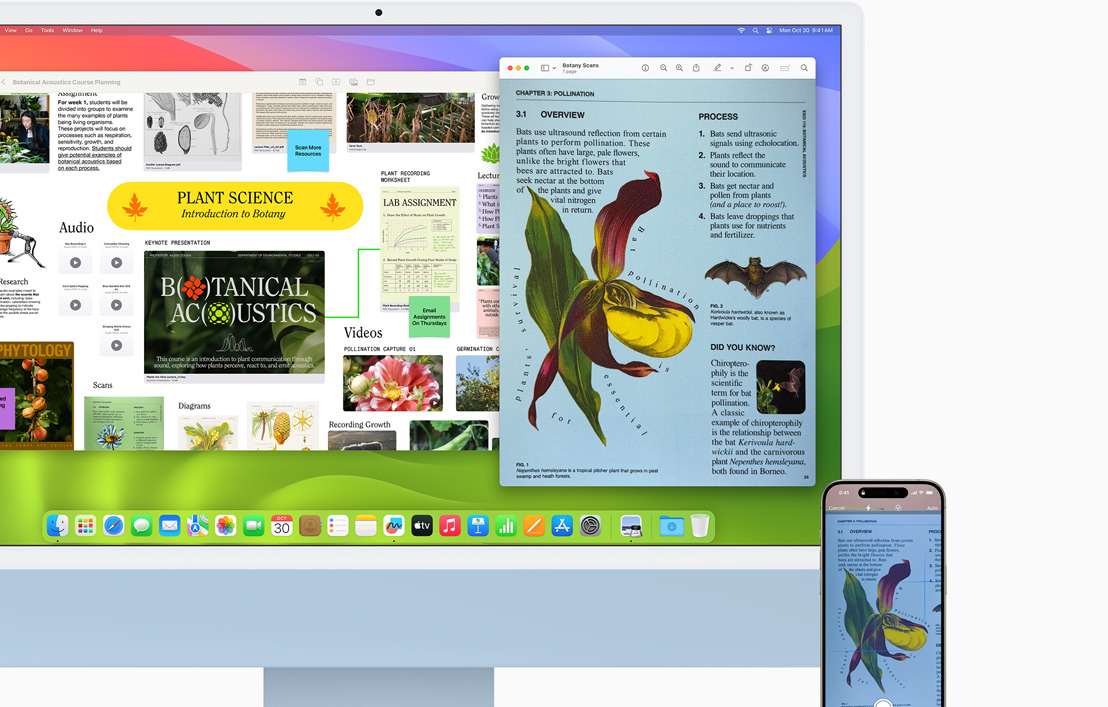 Hem iMac hem de iPhone’un ekranında iPhone ile taranan aynı belge gösteriliyor.