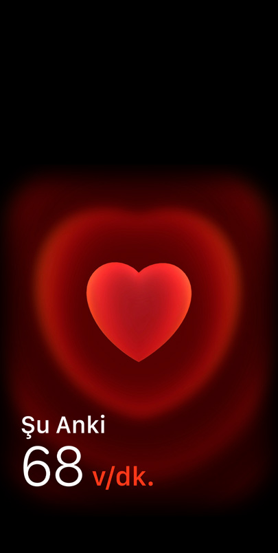 Kalp Atış Hızı uygulaması bir kişinin anlık kalp atış hızını gösteriyor.
