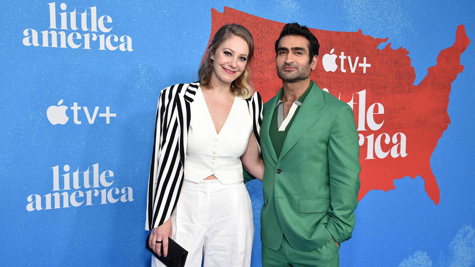 Emily V. Gordon, executive producer and Kumail Nanjiani, executive producer, attend Apple Original series “Little America” season two premiere at The West Hollywood EDITION. “Little America” season two premieres globally on Apple TV+ on December 9, 2022.