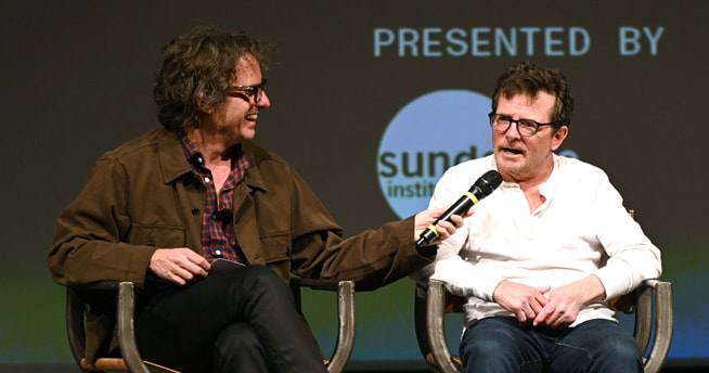 Davis Guggenheim and Michael J. Fox at the Eccles Center at Sundance Film Festival 2023.