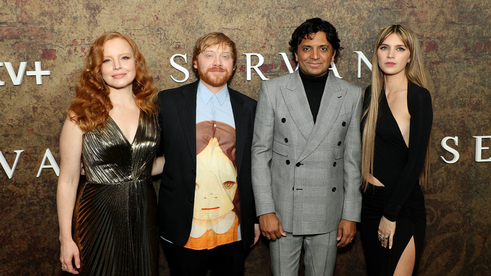 Lauren Ambrose, Rupert Grint, M. Night Shyamalan and Nell Tiger Free attend the Apple TV+ “Servant” season four premiere at Walter Reade Theater. Season four of “Servant” premieres globally on Apple TV+ on January 13, 2023.