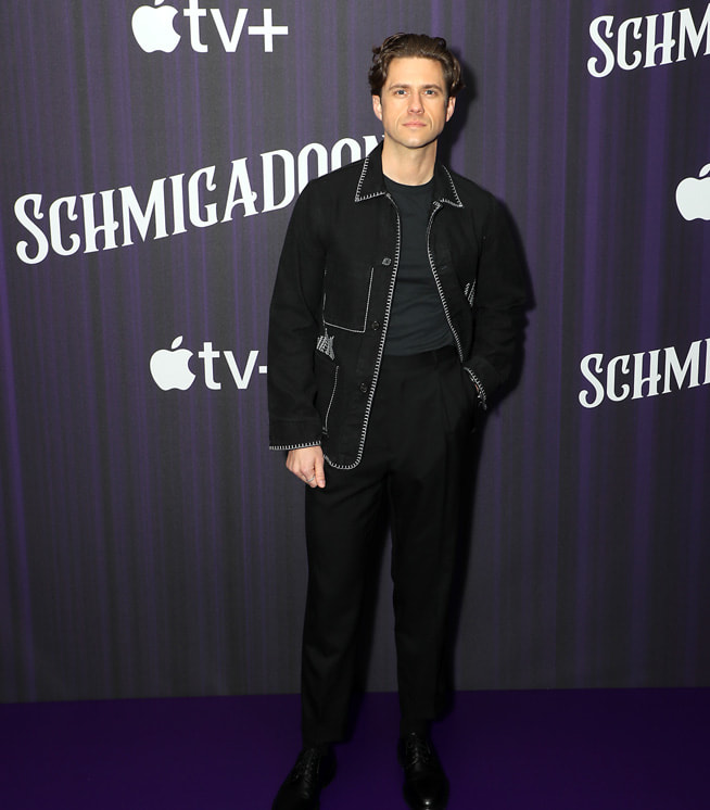 Aaron Tveit attends the photo call for season two of the Apple TV+ widely acclaimed comedy “Schmigadoon!” at the Park Lane Hotel