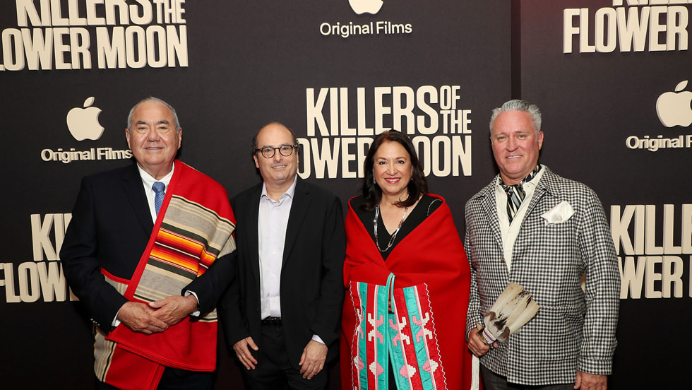 Principal Chief Geoffrey Standing Bear, David Grann, Julie Standing Bear and Chad Renfro at Alice Tully Hall, Lincoln Center.