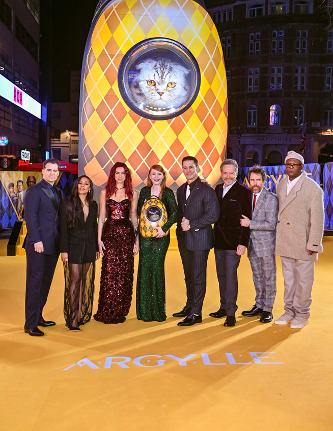 Henry Cavill, Ariana DeBose, Dua Lipa, Bryce Dallas Howard, John Cena, Bryan Cranston, Sam Rockwell and Samuel L. Jackson attend the global premiere of the Apple Original Film “Argylle” at Odeon Luxe Leicester Square on 24 January, 2024 in London, England.