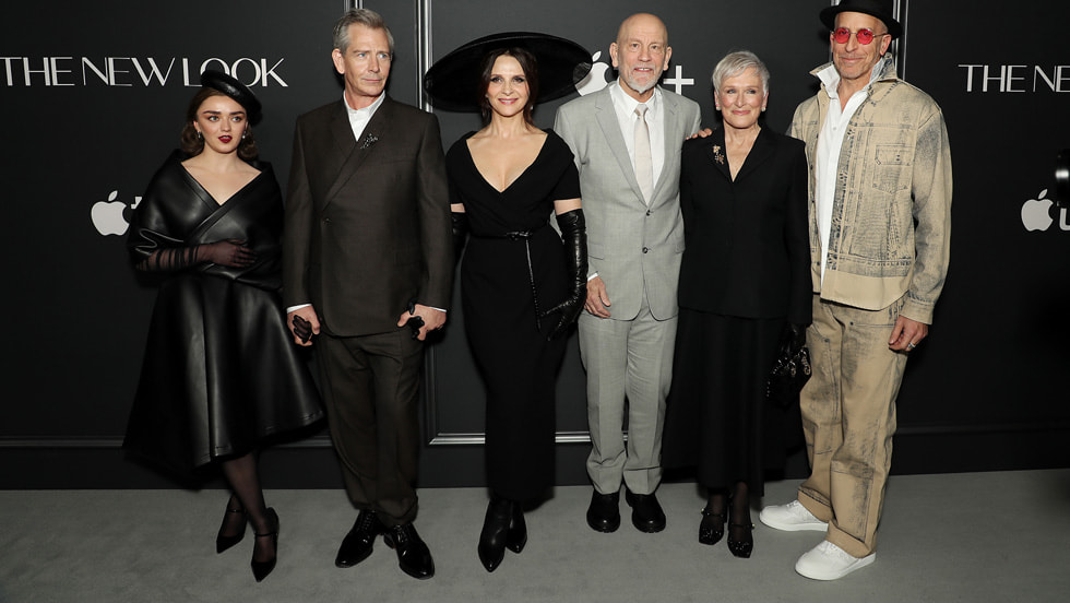 Maisie Williams, Ben Mendelsohn, Juliette Binoche, John Malkovich, Glenn Close and Todd A. Kessler (creator, writer, director and executive producer) attend the premiere of the Apple TV+ thrilling series “The New Look” at Florence Gould Hall. “The New Look” will make its global debut on Apple TV+ on Wednesday, 14 February 2024.