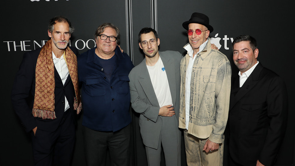 Mark Wike (music supervisor), Lorenzo di Bonaventura (executive producer), Jack Antonoff (soundtrack producer), Todd A. Kessler (creator, writer, director and executive producer) and James S. Levine (composer) attend the premiere of the Apple TV+ thrilling series “The New Look” at Florence Gould Hall. “The New Look” will make its global debut on Apple TV+ on Wednesday, 14 February 2024.