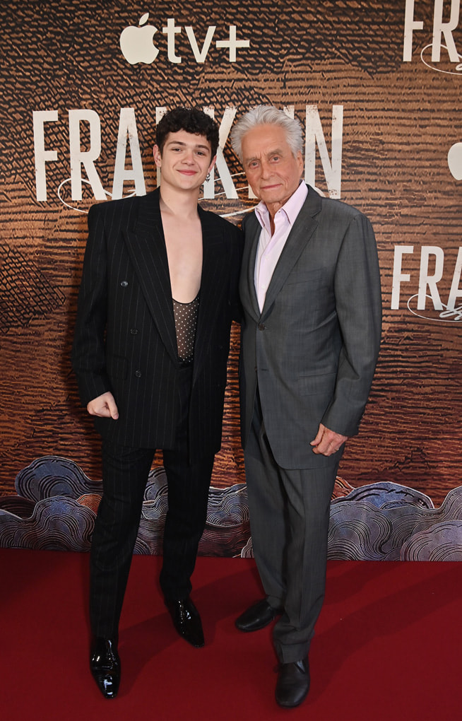 Noah Jupe and Michael Douglas at the global premiere of “Franklin”
