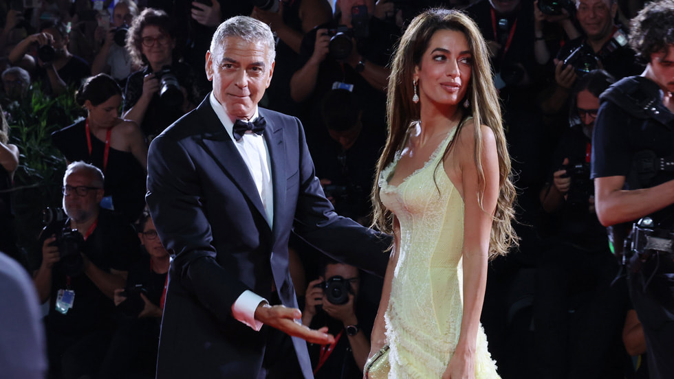 George Clooney and Amal Clooney attend the Venice International Film Festival World Premiere for Apple Original Films’ “Wolfs” at Palazzo del Cinema.