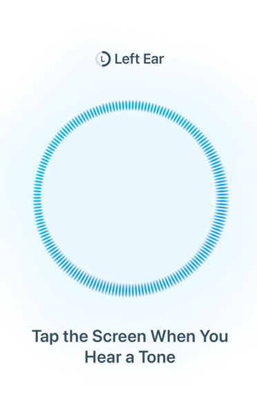 Blue sound wave, hearing test button
