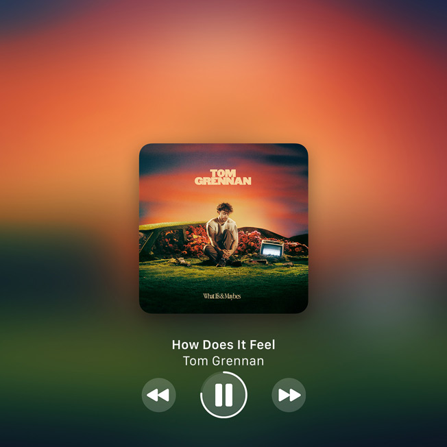 A picture of an album cover. Someone is streaming music.